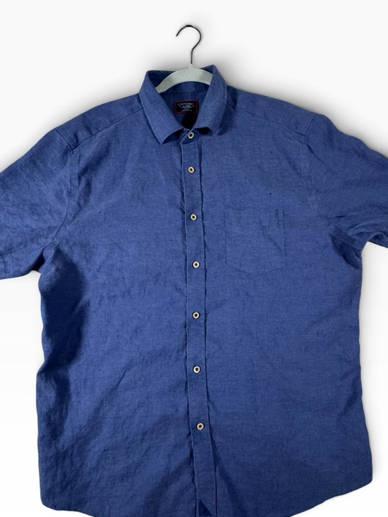 UNTUCKit Other - UNTUCKit Short-Sleeve Button Down Linen Shirt in Indigo Blue